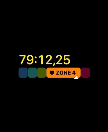 App Exercice, données liées aux zones de puissance, séance en zone 4