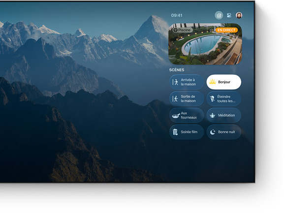 L’interface du Centre de contrôle de l’Apple TV 4K sur un téléviseur à écran plat