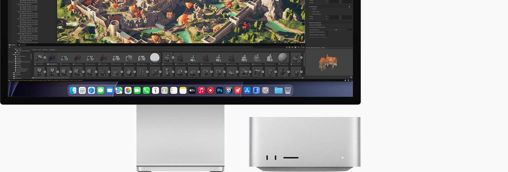 Studio Display XDR, layar menampilkan Unity Editor
