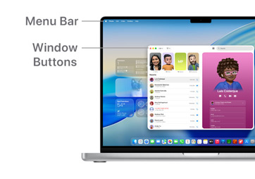A tour of macOS navigation, like the Menu Bar at the top of the MacBook device display screen and Dock.