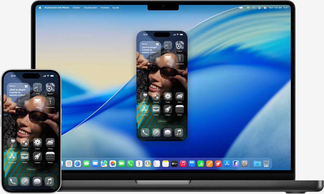 Widgets de Calendario y Notas cerca de la parte superior de la pantalla, otras apps en la parte inferior. Widgets de Calendario y Notas cerca de la parte superior de la pantalla, otras apps en la parte inferior.