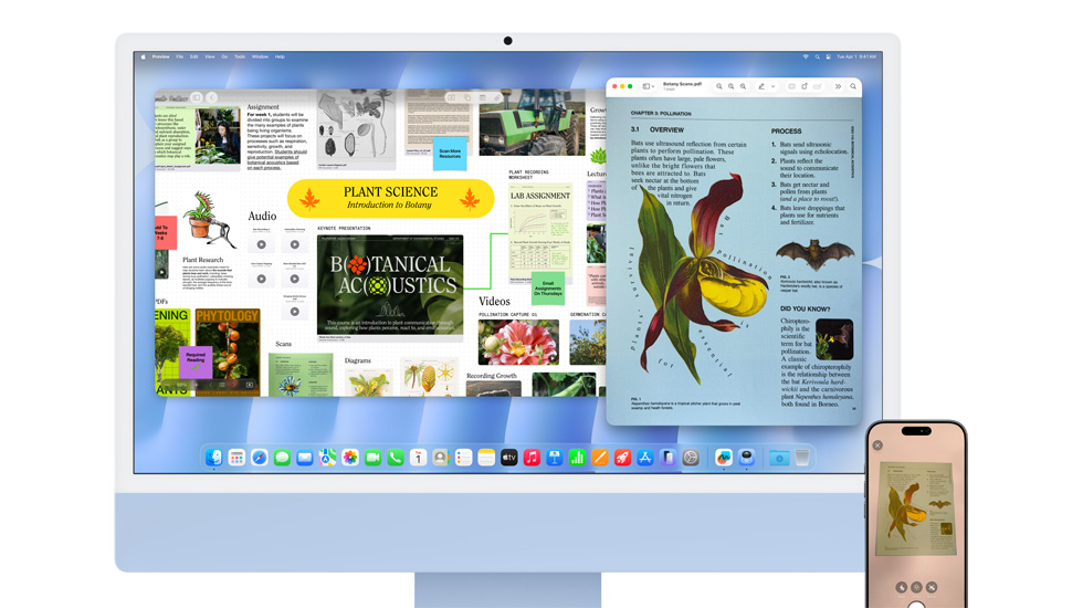iMac และ iPhone แสดงคอนเทนต์ที่มีสีสันสดใส
