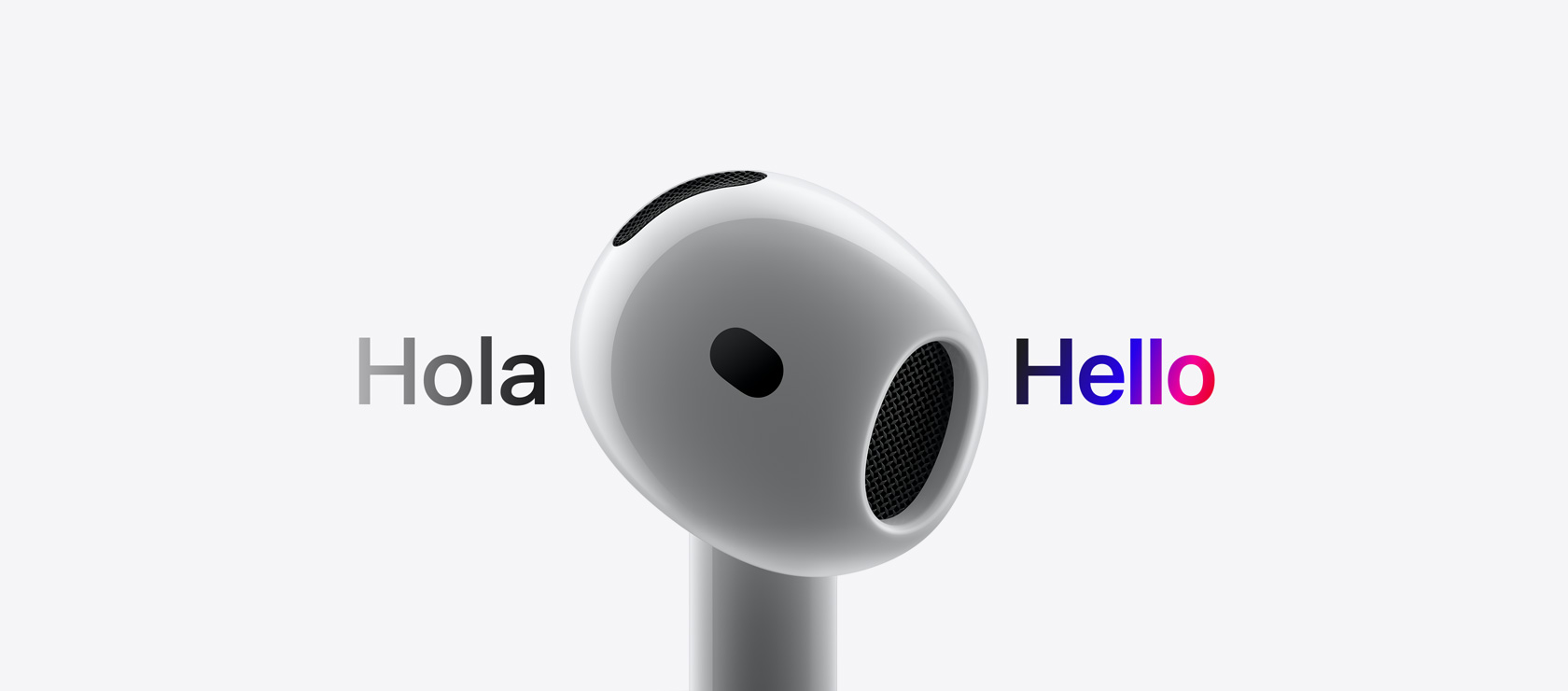 圖像展示 AirPods 正在翻譯語言