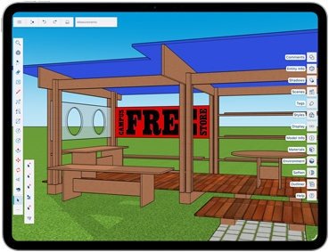 O app SketchUp é mostrado em um iPad Pro
