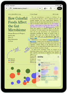 O app Pages é mostrado em um iPad Air