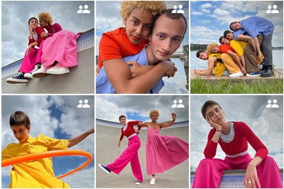 Seleção de fotografias de um Álbum partilhado com amigos a posar no exterior