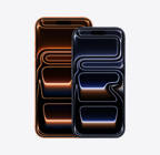 iPhone 17 Pro Max, przód urządzenia, kolor kosmicznego pomarańczu,  iPhone 17 Pro, przód urządzenia, kolor głębinowego błękitu