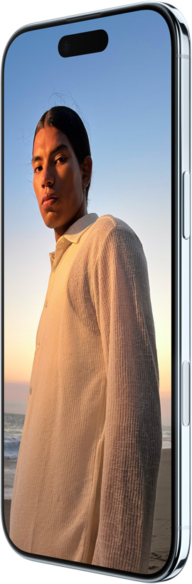 iPhone Air, vỏ ngoài mặt trước, vỏ ngoài mặt bên, thiết kế màn hình toàn phần, Dynamic Island ở phía trên, nút sườn, nút Điều Khiển Camera